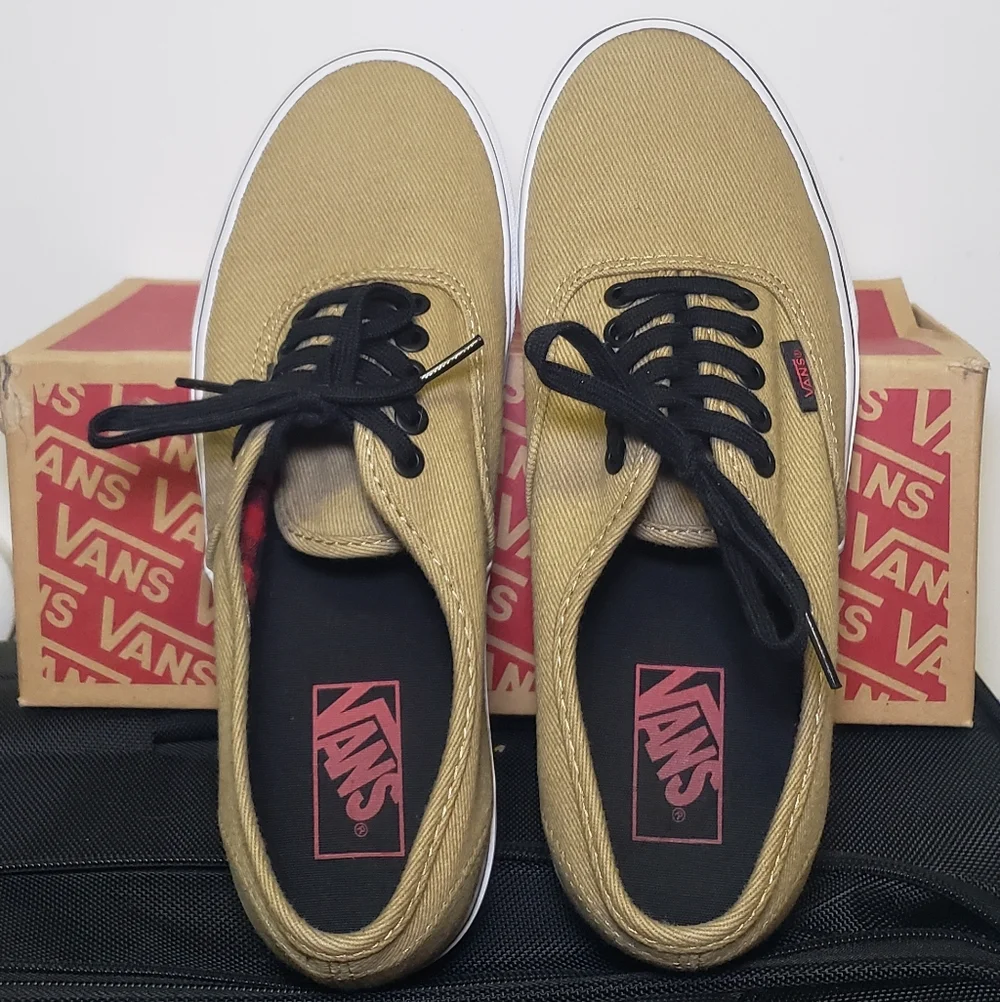 Vans Authentic Shoes. Tan And Flanel - Picture 1 of 3